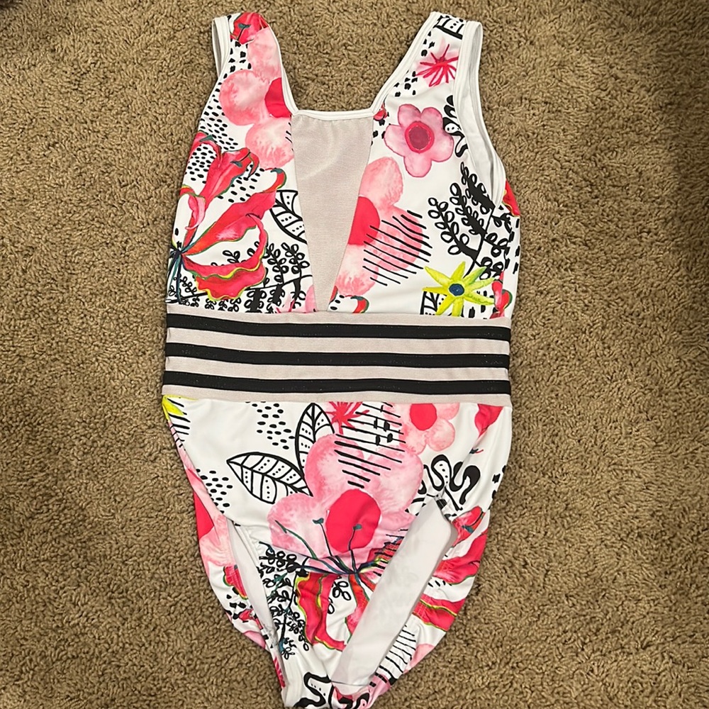 Sylvia P child 10 floral leotard EUC